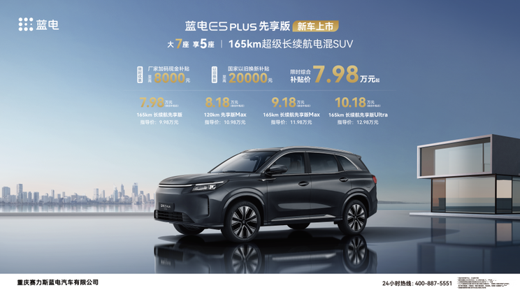 限时综合补贴价7.98万元起 蓝电E5 PLUS先享版正式上市